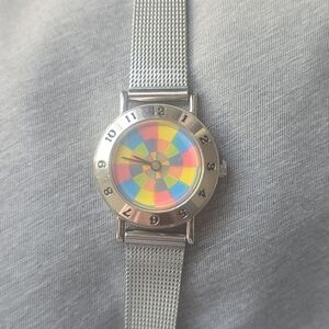 Prism Dial Quartz Watch – Silver Metal Band, Japan Movement, New Battery